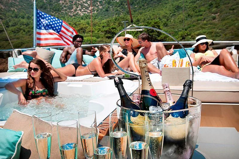 a group of people on a boat aboard MERMAID Yacht for Sale
