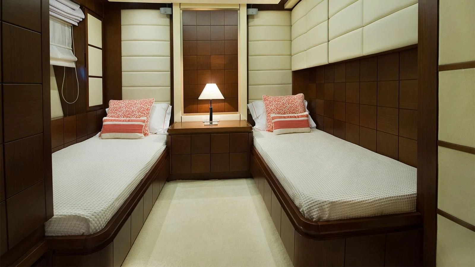 a room with two beds aboard KOUKLES Yacht for Sale
