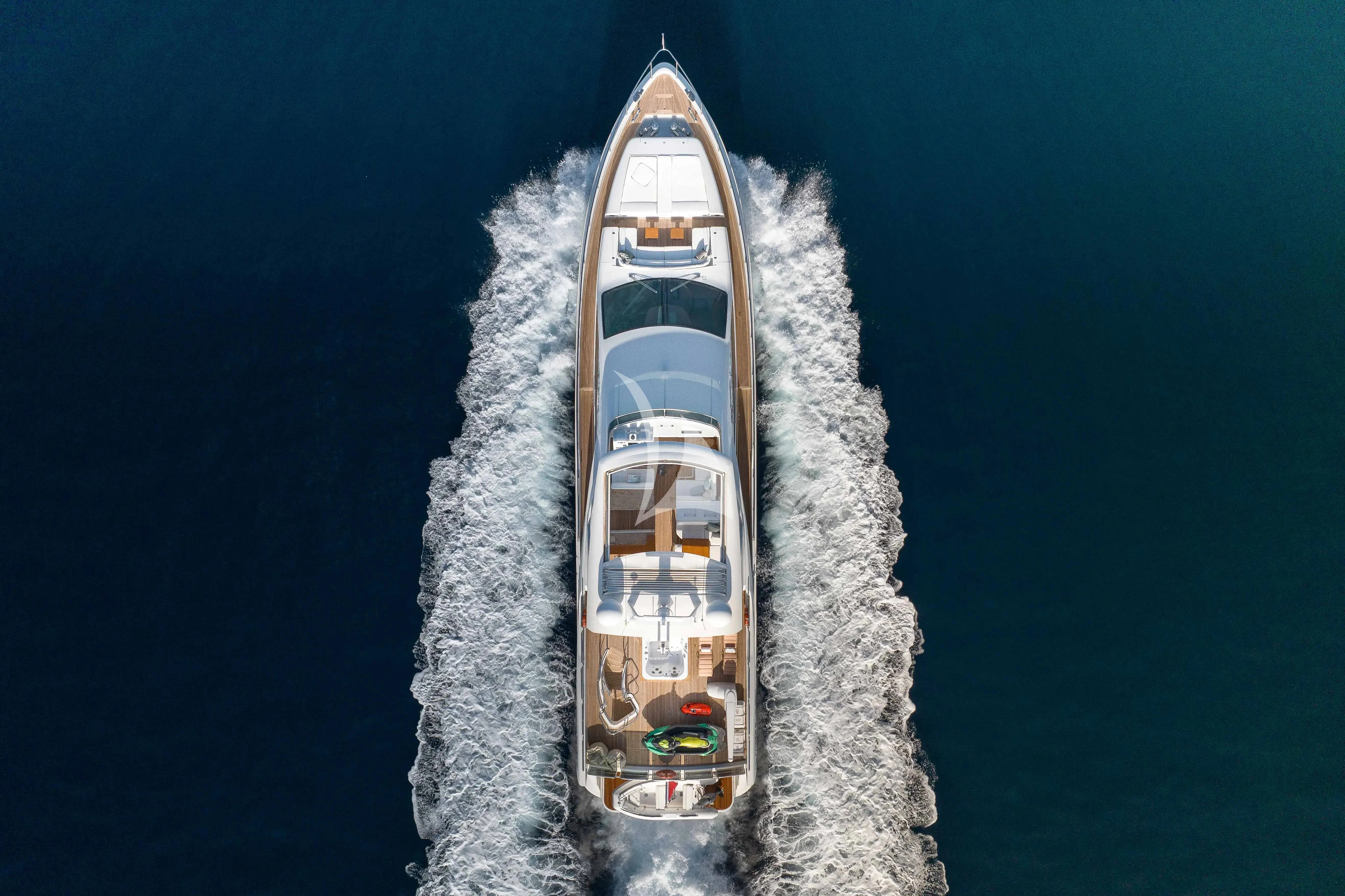 a white and red boat on water aboard KOUKLES Yacht for Sale