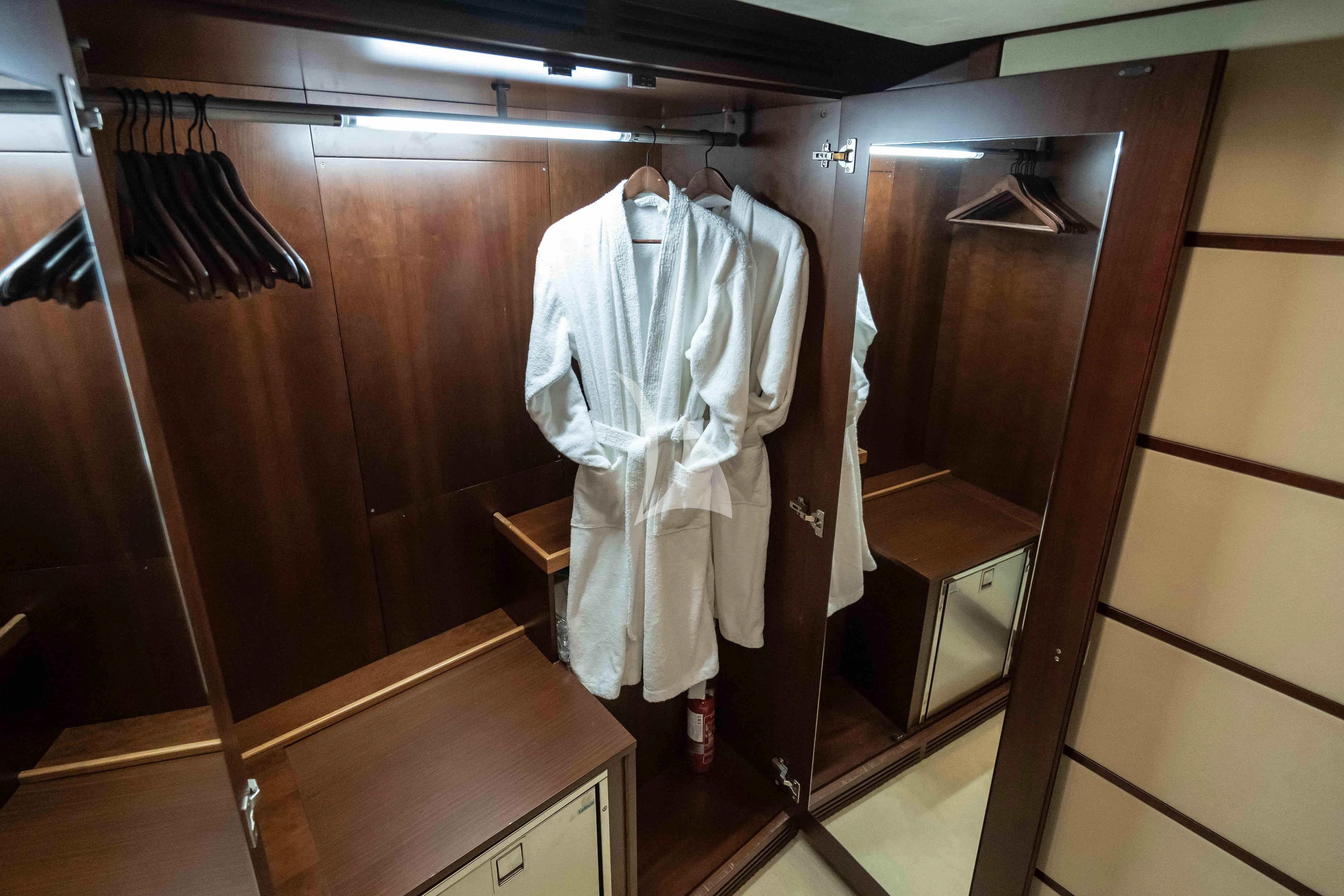 clothes on a rack aboard KOUKLES Yacht for Sale