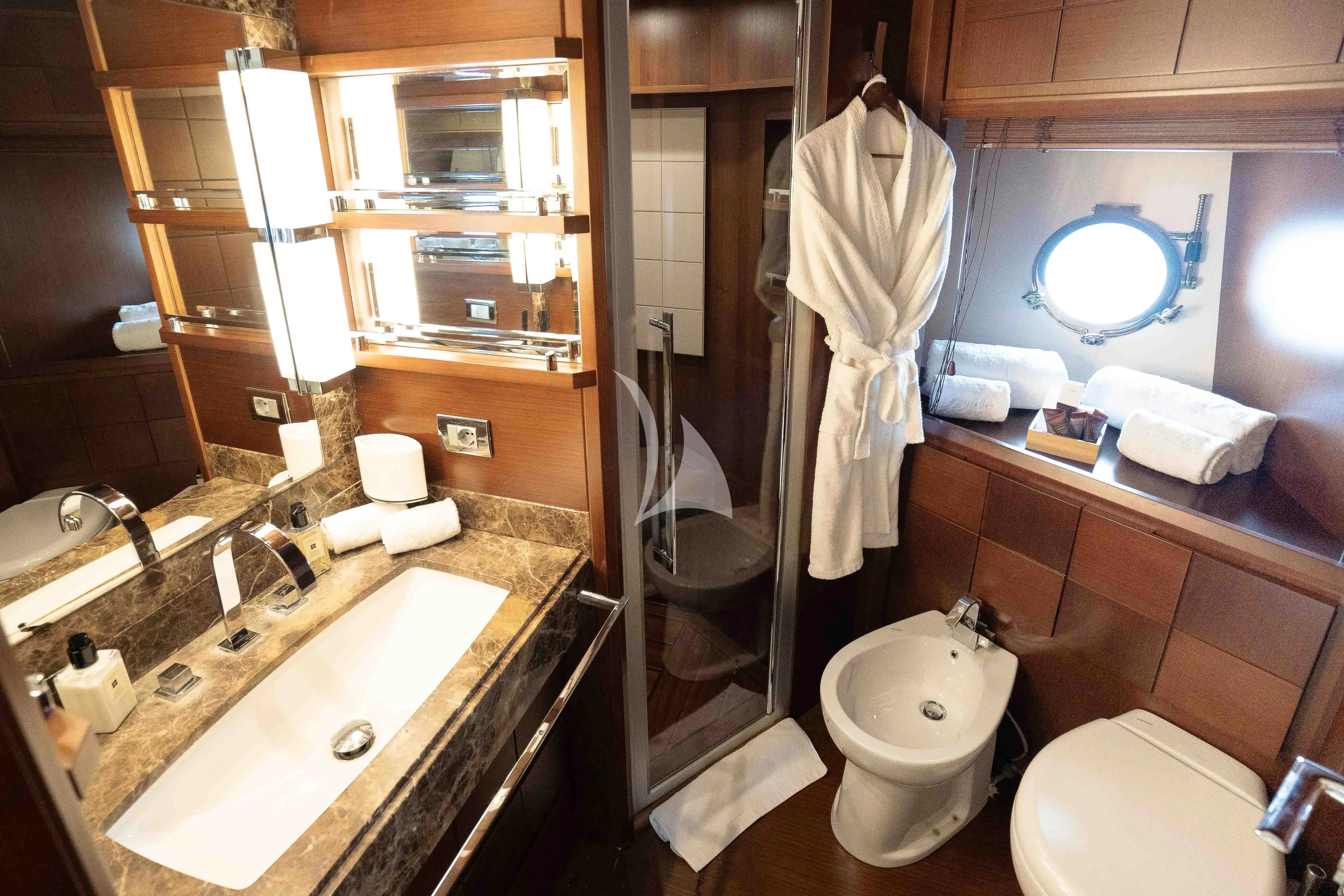 a bathroom with a sink and a toilet aboard KOUKLES Yacht for Sale