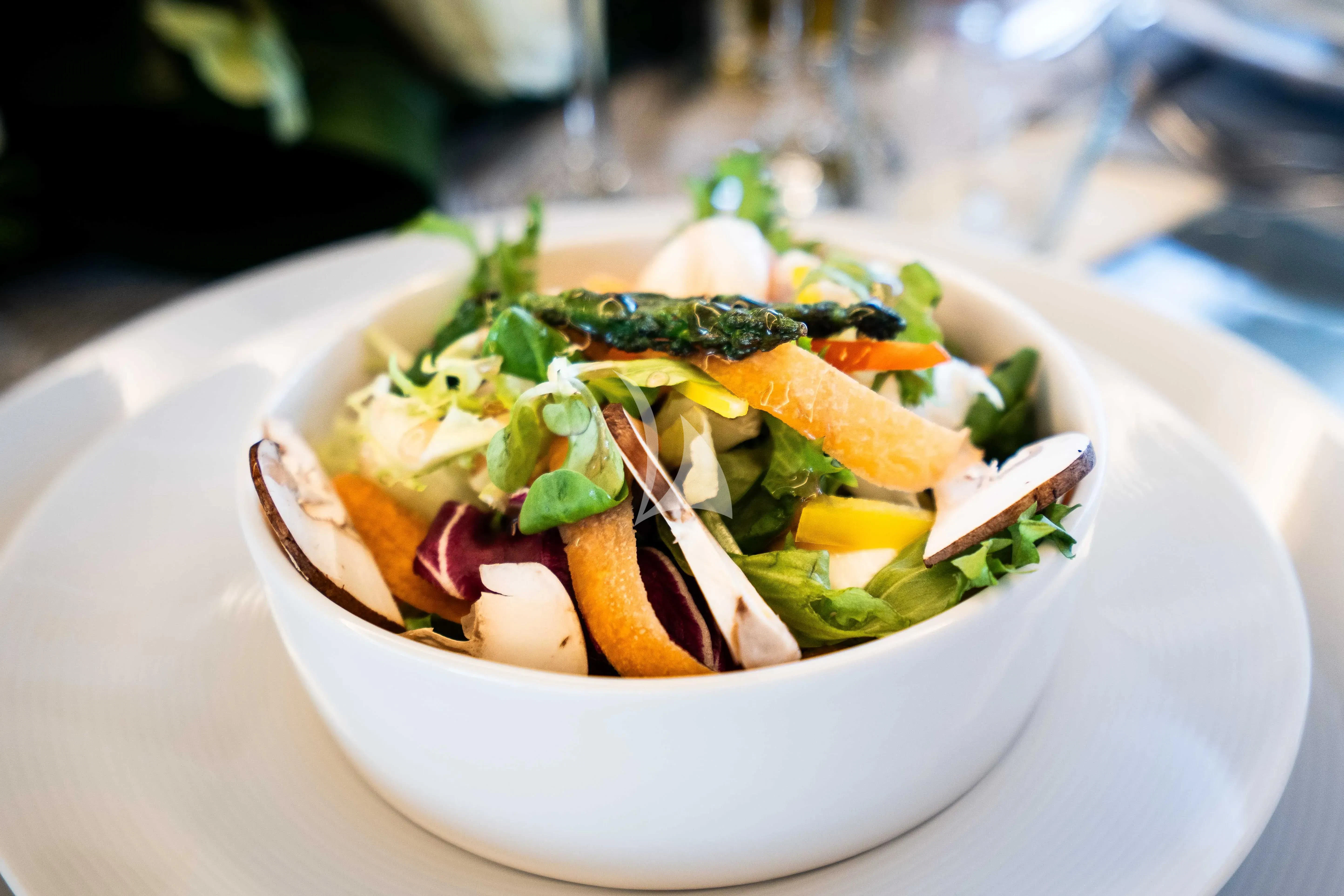 a bowl of salad aboard KOUKLES Yacht for Sale