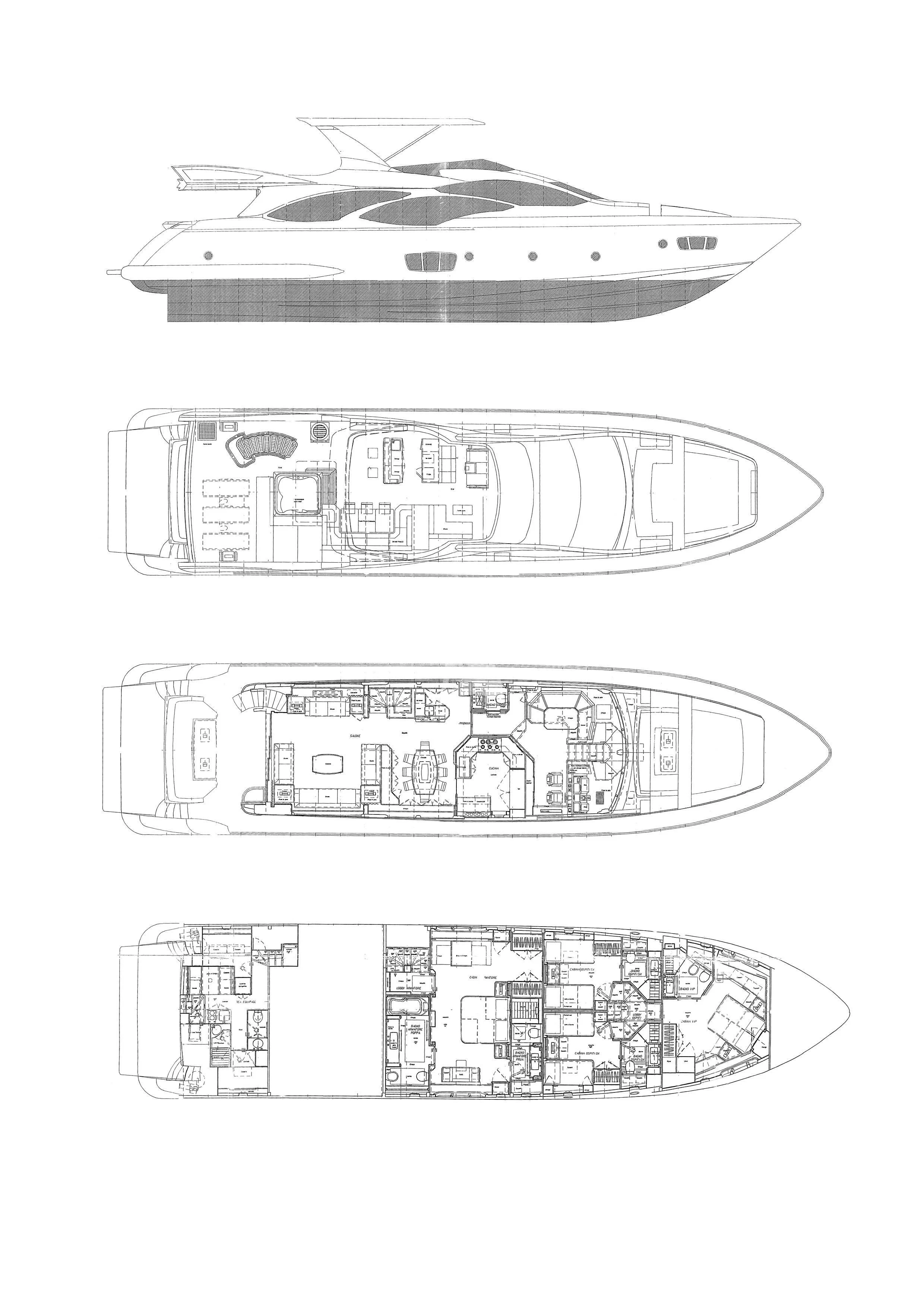 diagram, engineering drawing aboard KOUKLES Yacht for Sale