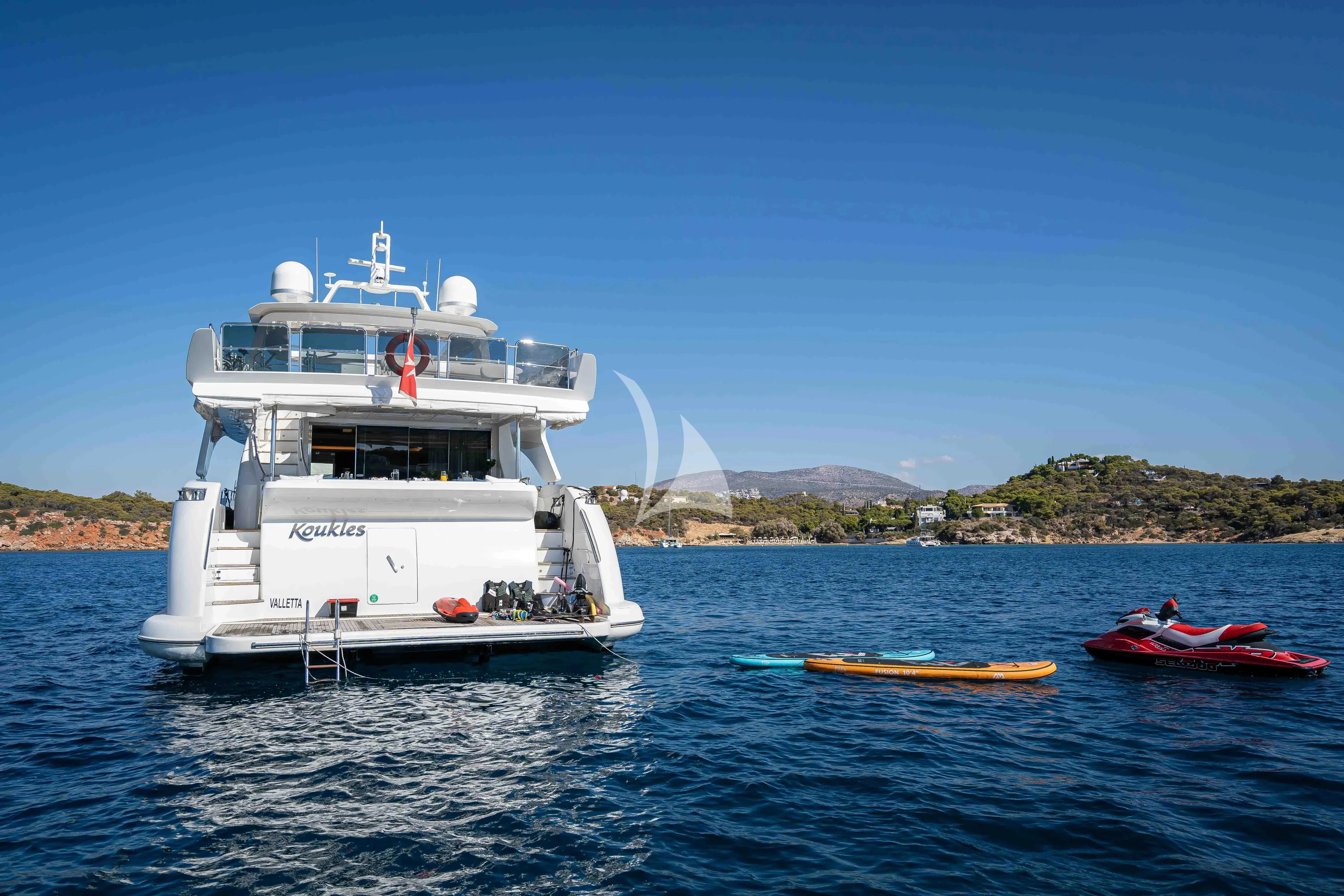 a large white boat in the water aboard KOUKLES Yacht for Sale