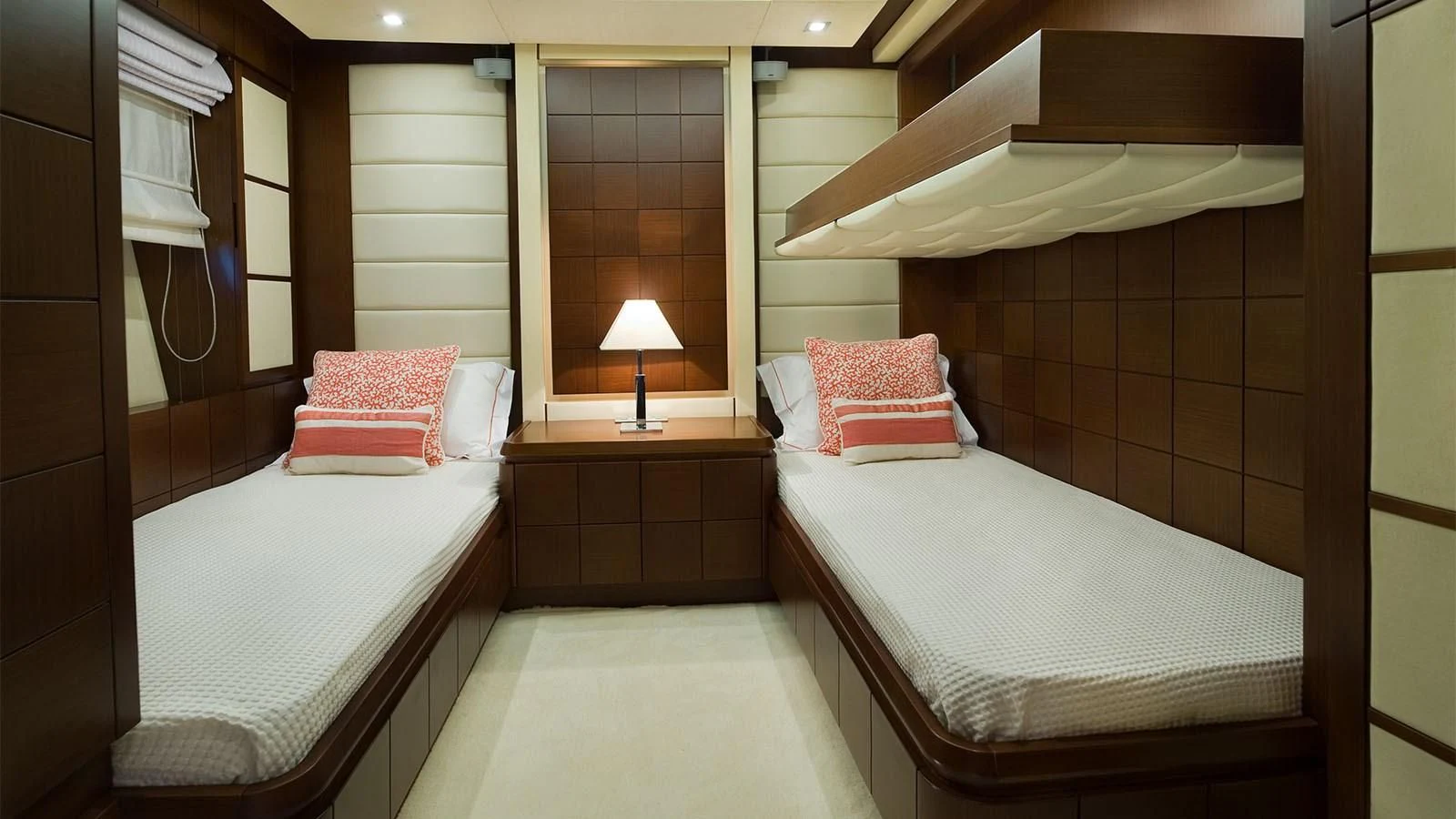 a room with two beds aboard KOUKLES Yacht for Sale