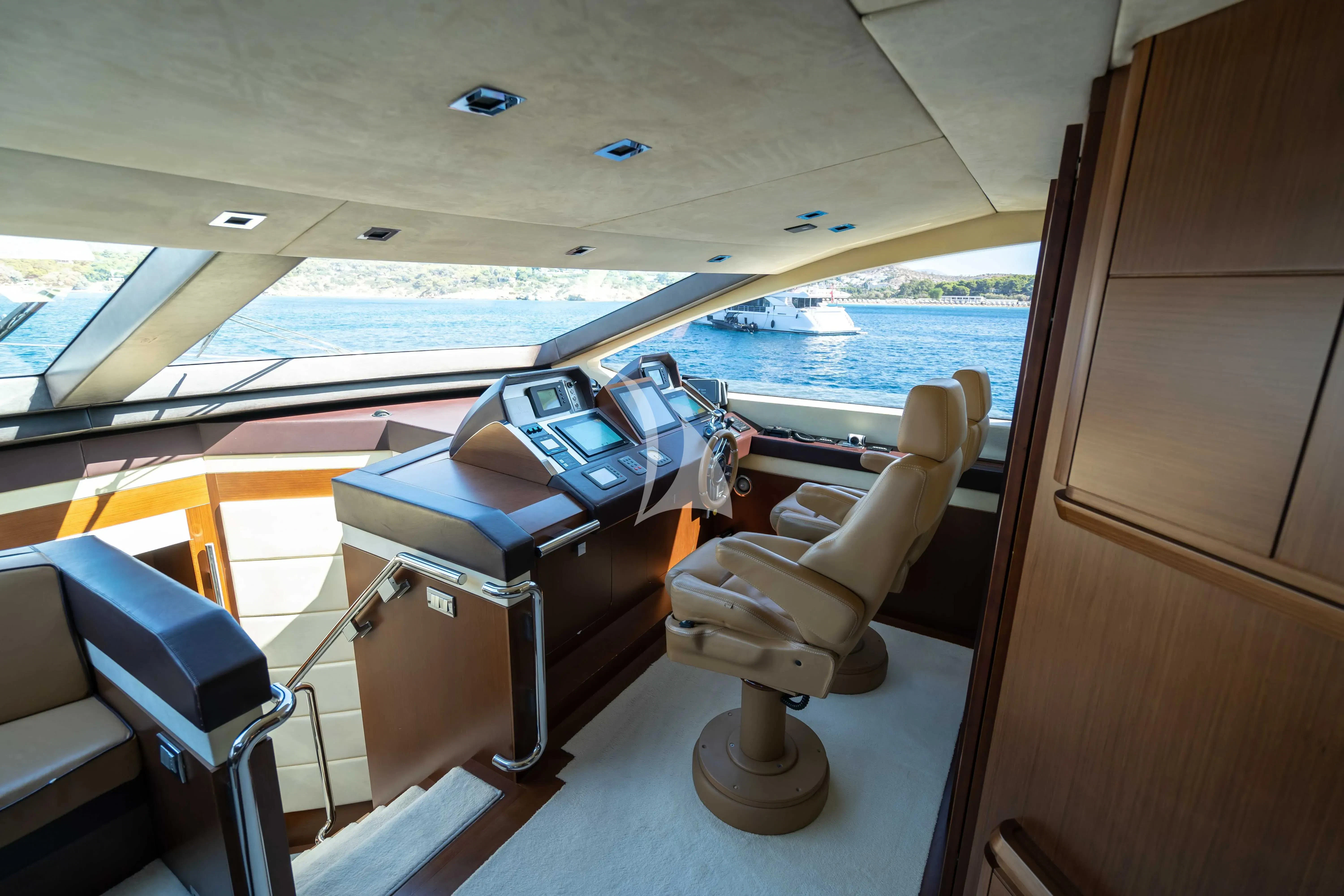 a room with a large window and a view of the ocean aboard KOUKLES Yacht for Sale