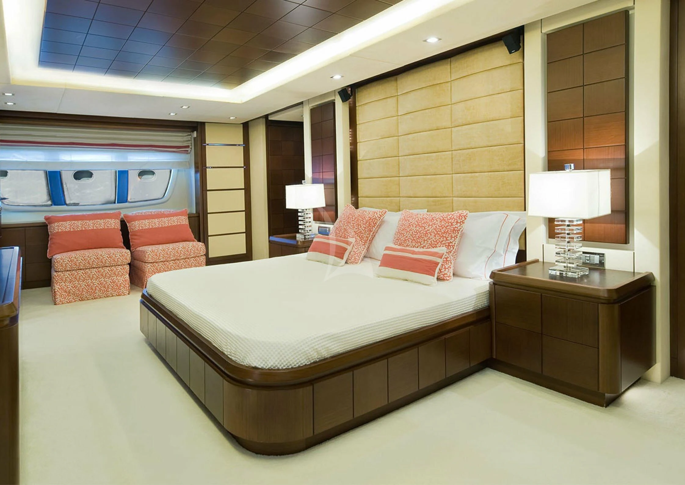 a hotel room with a bed and a couch aboard KOUKLES Yacht for Sale