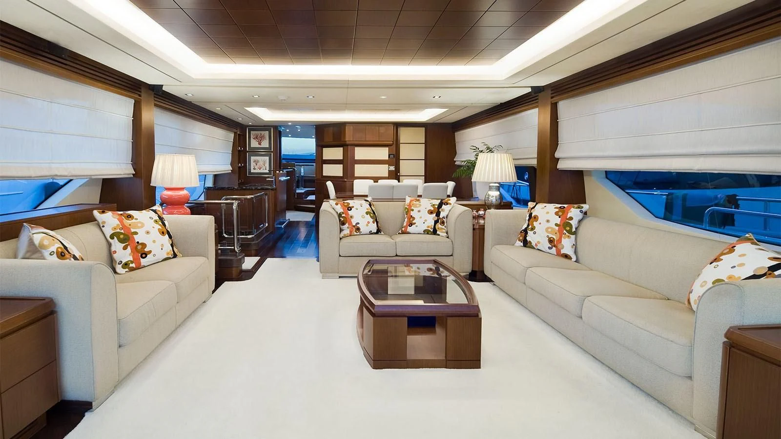 a living room with a couch and a table aboard KOUKLES Yacht for Sale