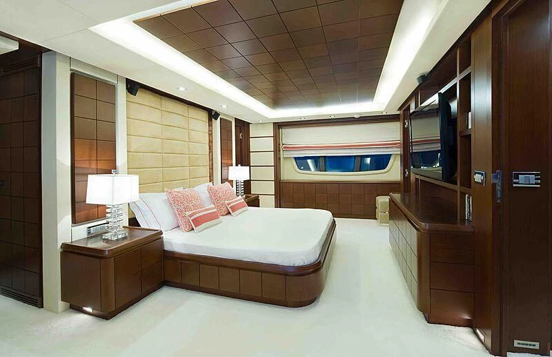 a hotel room with a bed aboard KOUKLES Yacht for Sale