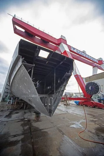 a large white and red boat aboard VITTORIA VELOCE 32 RPH #01 Yacht for Sale