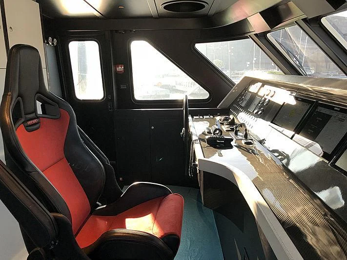 the inside of a car aboard RA Yacht for Sale