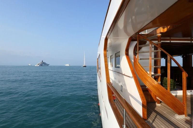 a boat on the water aboard RA Yacht for Sale
