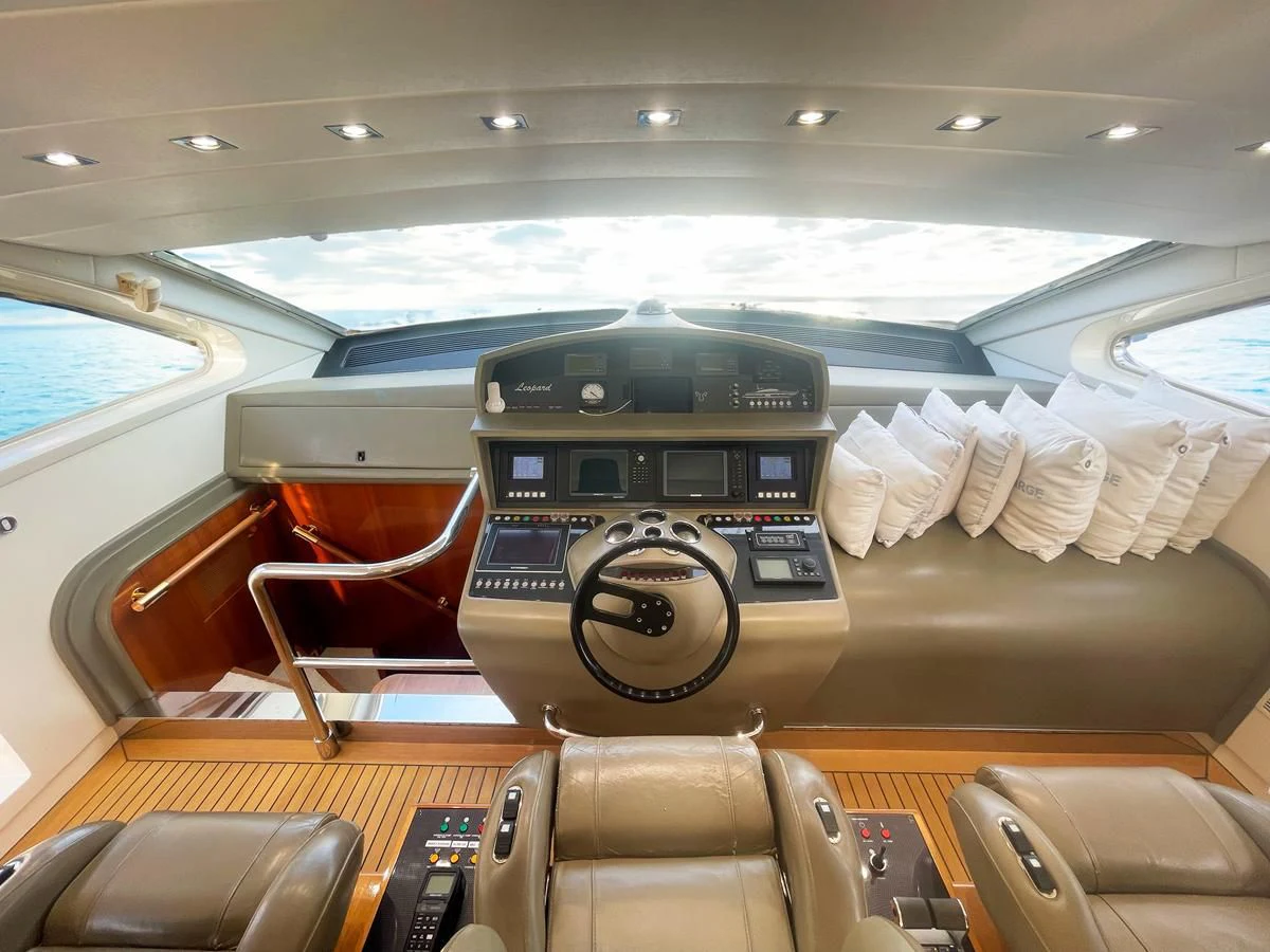 inside of a car aboard NAISCA IV Yacht for Sale