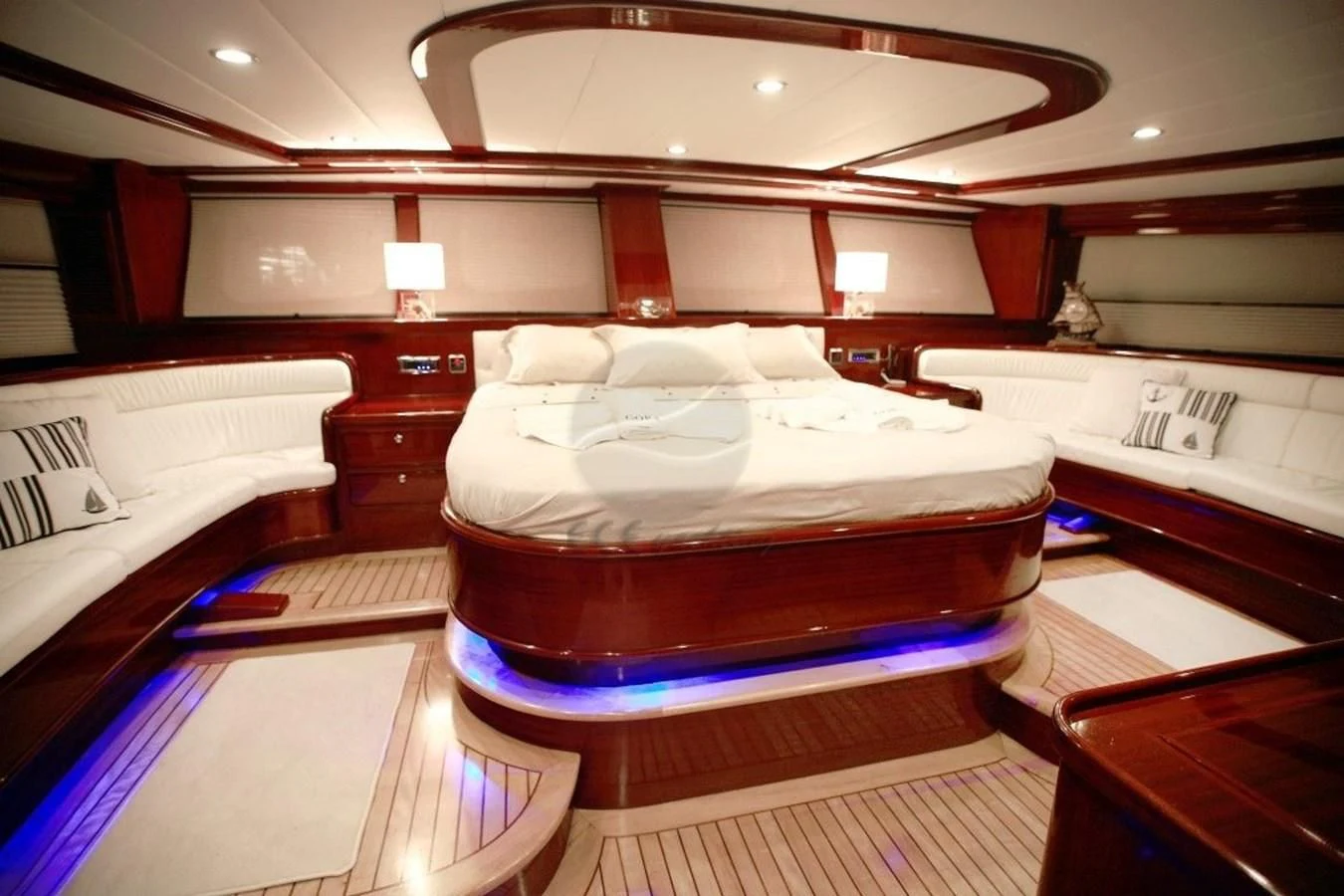 a room with a couple of beds aboard PERFORMANCE FEE Yacht for Sale