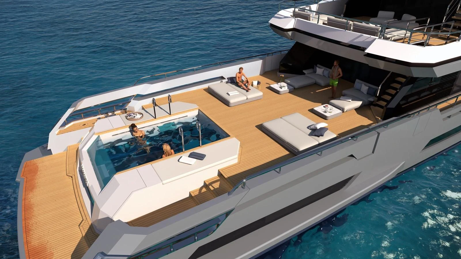 a group of people on a boat aboard CROSSOVER Yacht for Sale