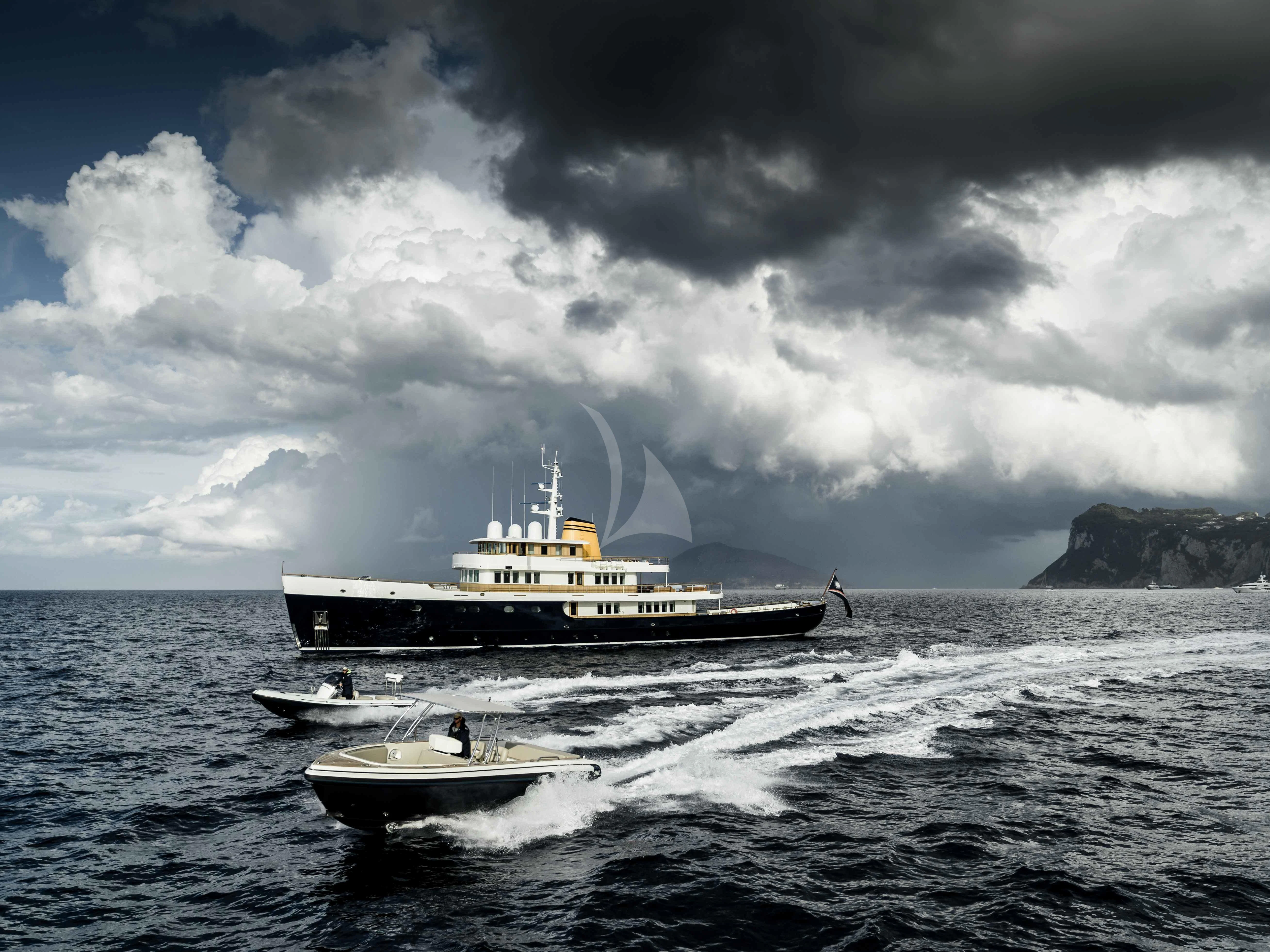 a boat on the water aboard BLUE II Yacht for Charter