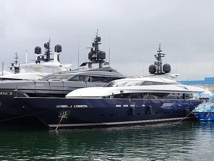 a large boat in the water aboard PACHAMAMA Yacht for Sale