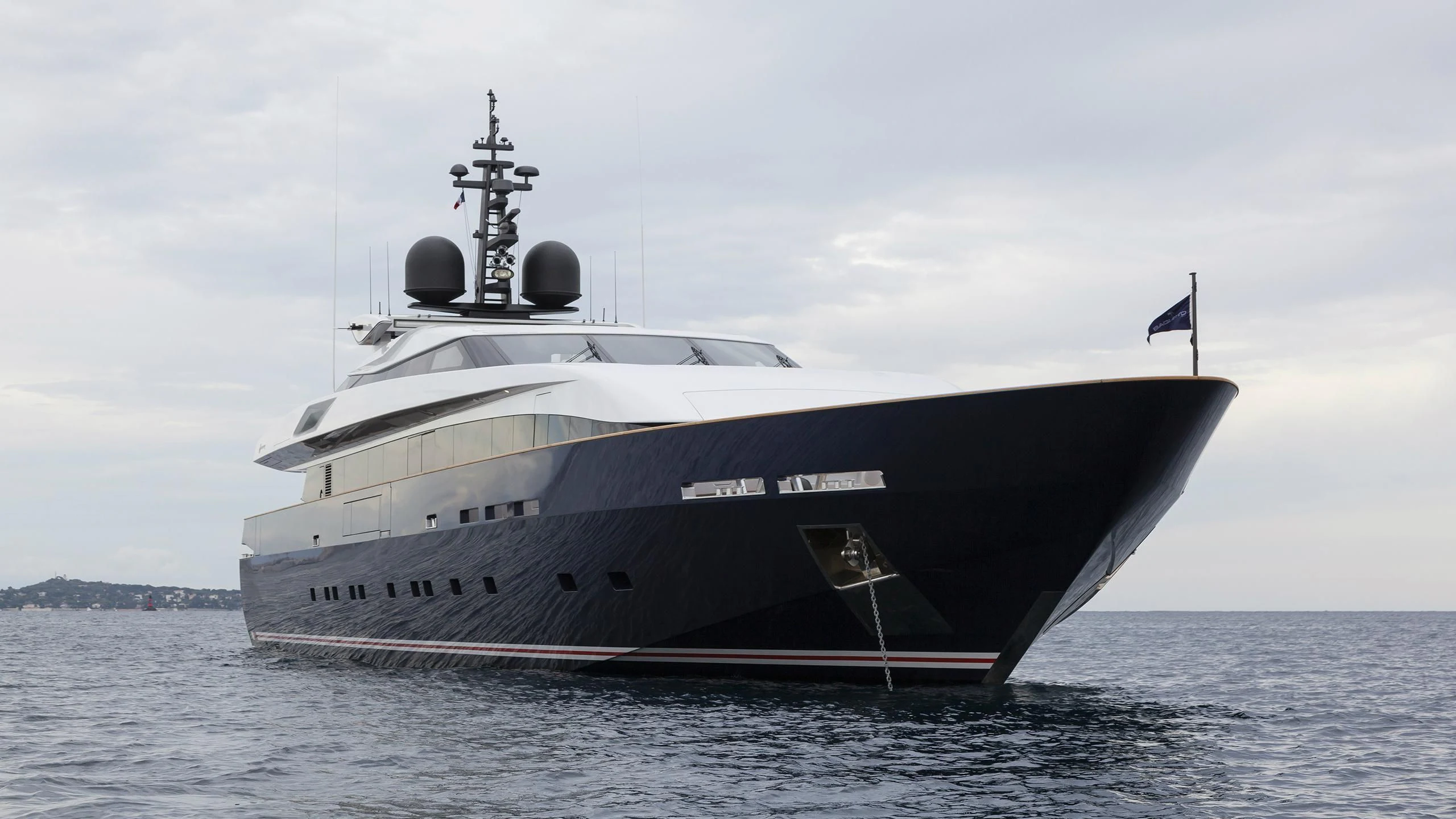 a large ship in the water aboard PACHAMAMA Yacht for Sale