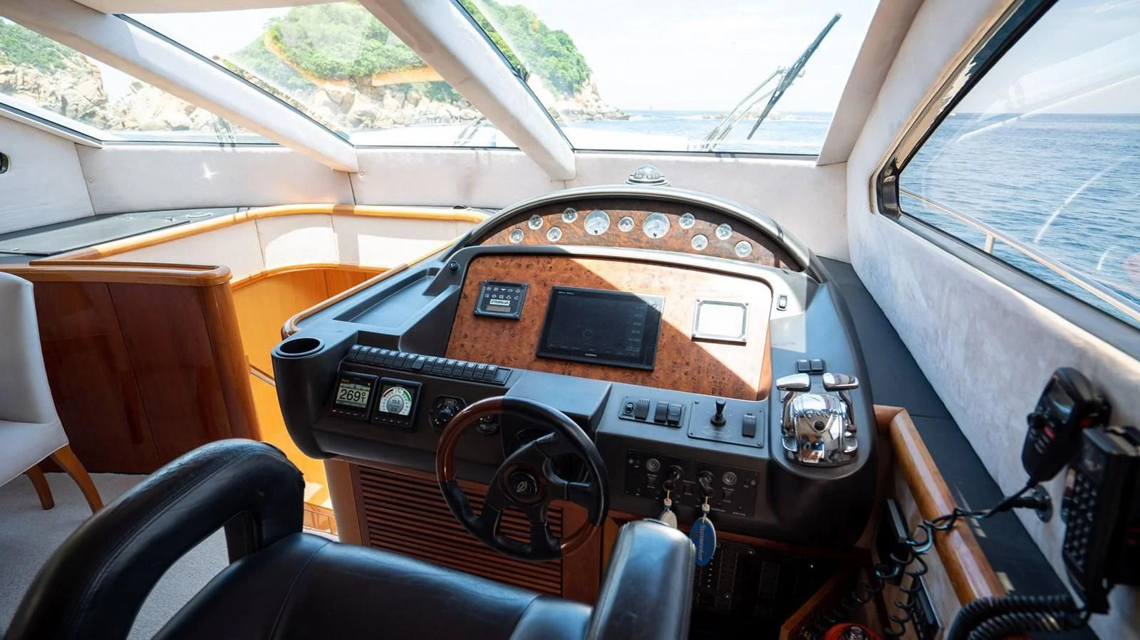 the inside of a car aboard HAN SOLO Yacht for Sale