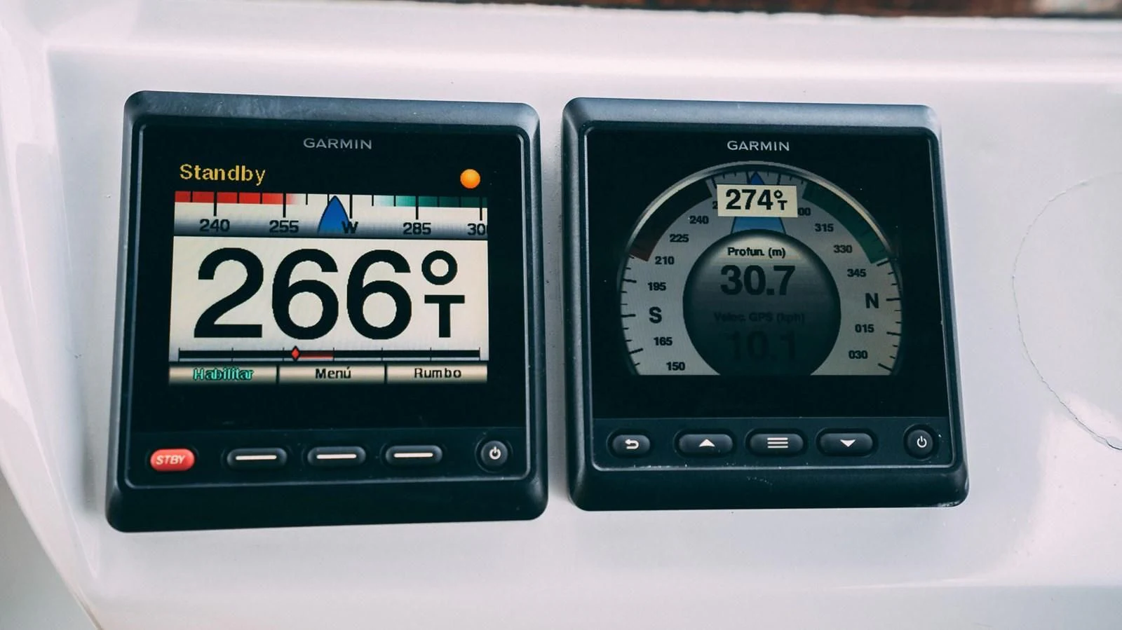 a close-up of a digital device aboard HAN SOLO Yacht for Sale