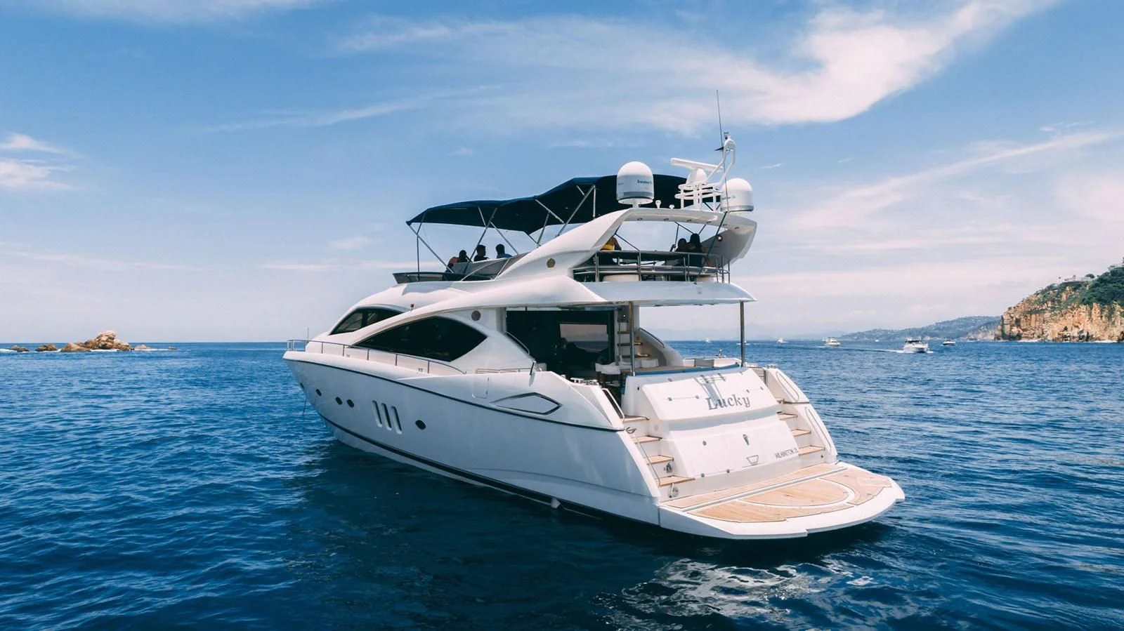 a white yacht in the water aboard HAN SOLO Yacht for Sale