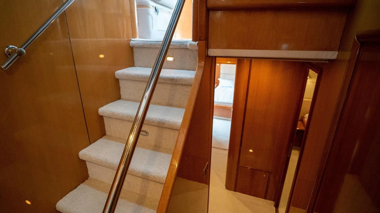 a staircase in a room aboard HAN SOLO Yacht for Sale
