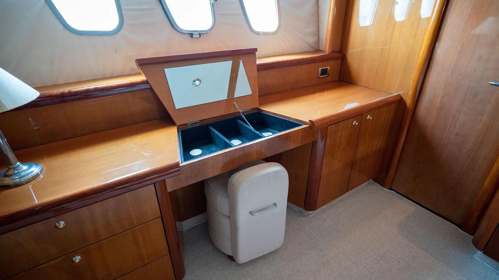 a small bathroom with a sink and a microwave aboard HAN SOLO Yacht for Sale