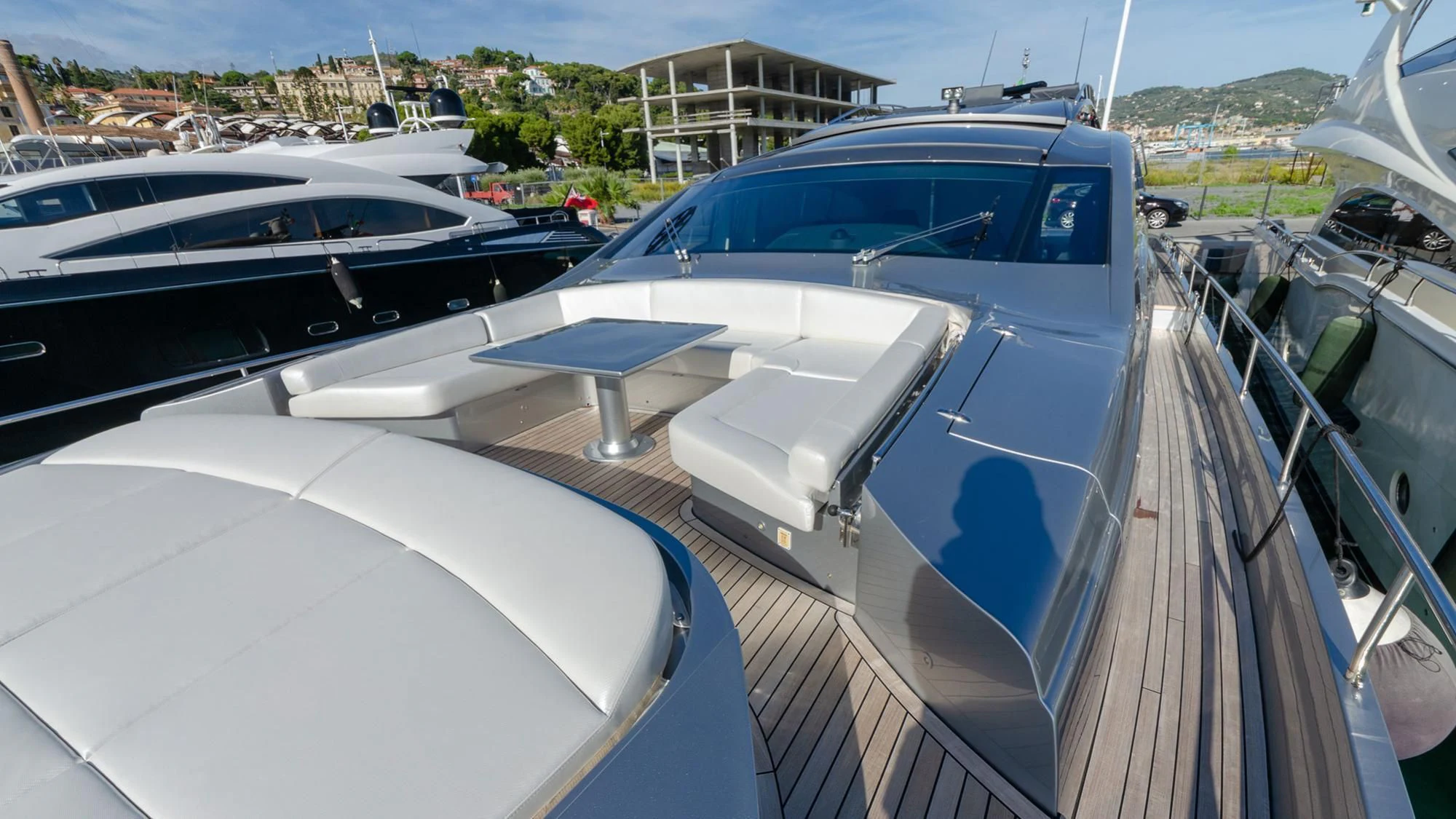 a group of boats in a harbor aboard BAGHEERA Yacht for Sale