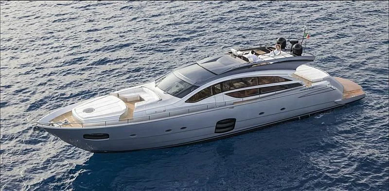 a white yacht on the water aboard BAGHEERA Yacht for Sale