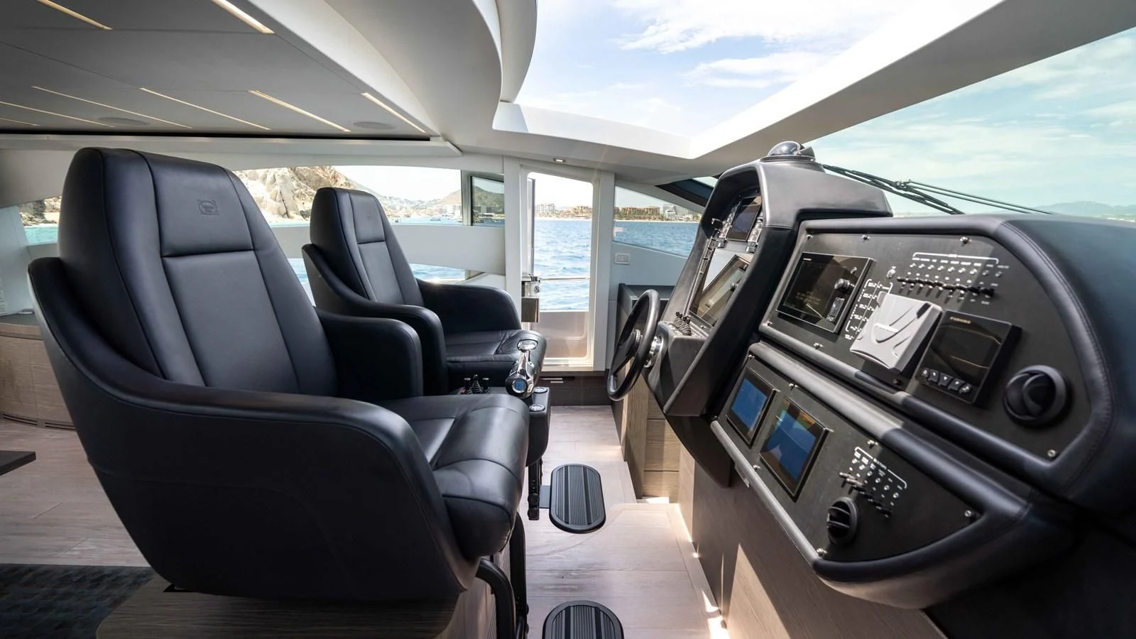 the inside of a car aboard UPTOWN GIRL Yacht for Sale