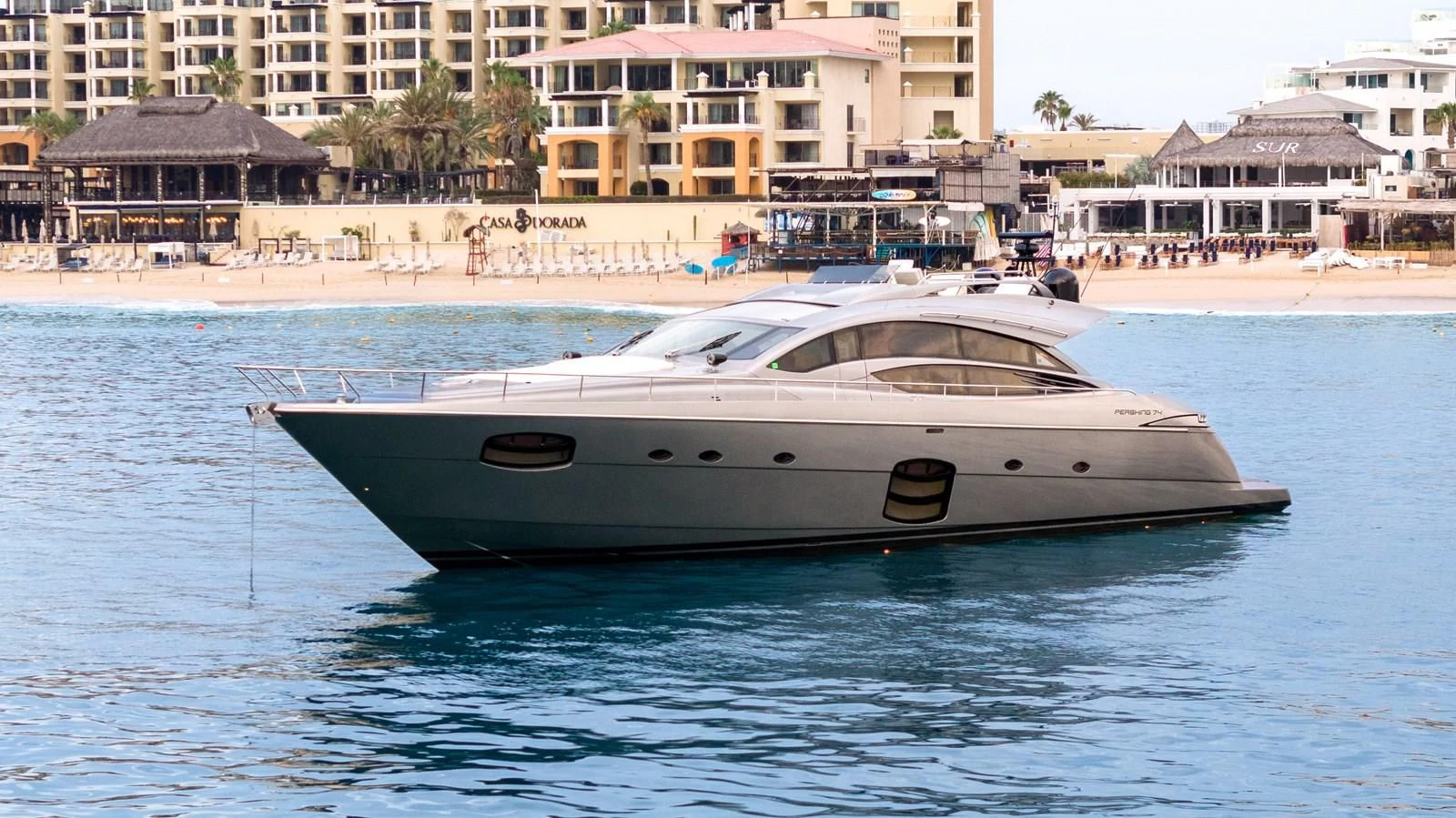 a white boat in the water aboard UPTOWN GIRL Yacht for Sale