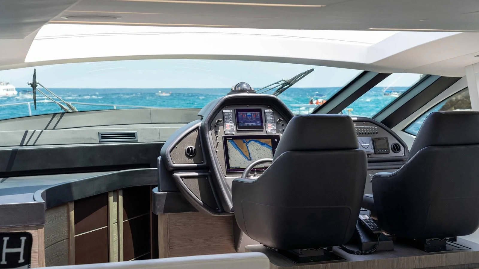 inside of a car aboard UPTOWN GIRL Yacht for Sale