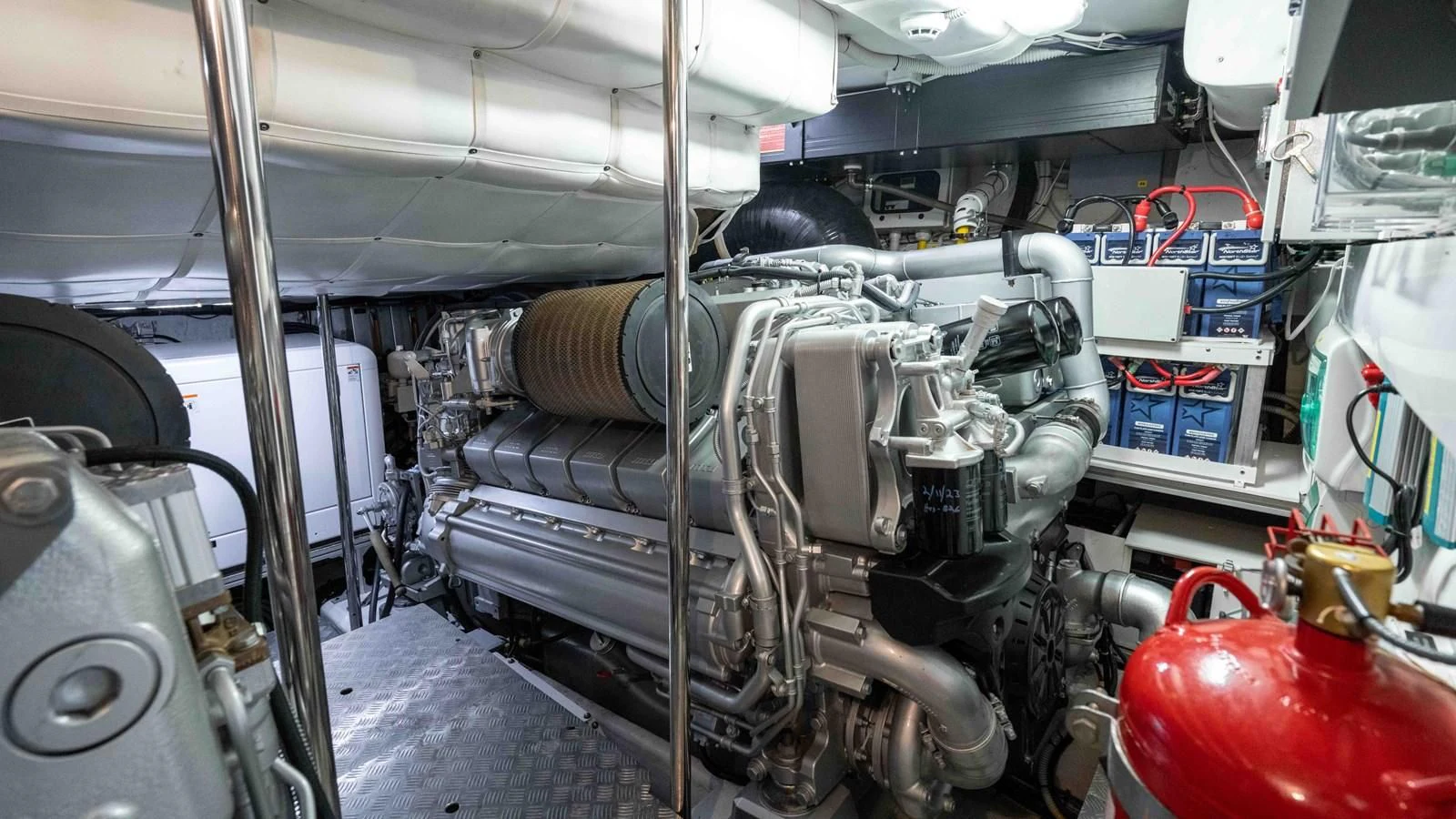 a machine with a large metal pipe aboard UPTOWN GIRL Yacht for Sale