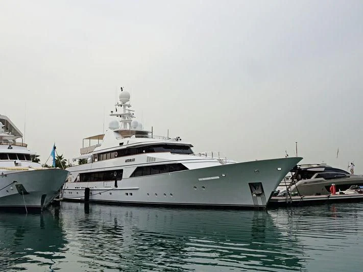 a group of boats in a harbor aboard MYSORAH Yacht for Sale
