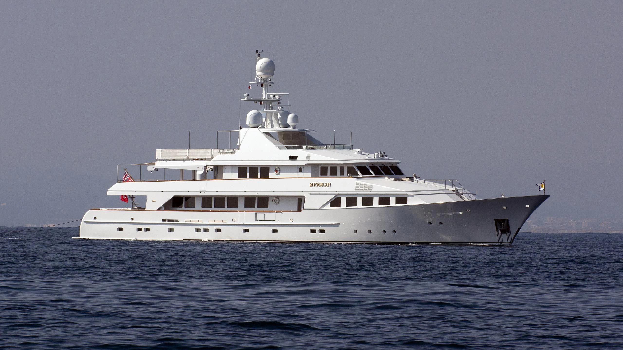 a large white ship in the water aboard MYSORAH Yacht for Sale