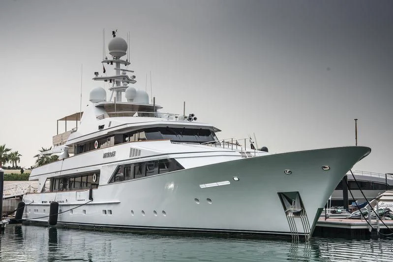 a large white boat aboard MYSORAH Yacht for Sale