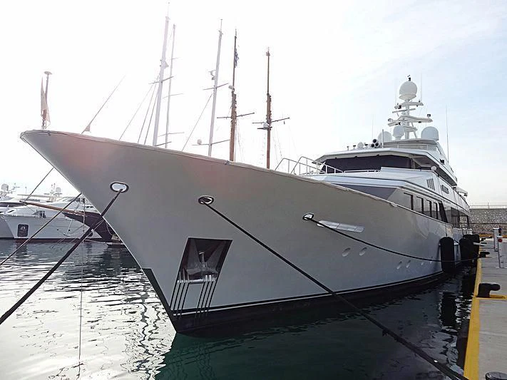 a large boat docked aboard MYSORAH Yacht for Sale