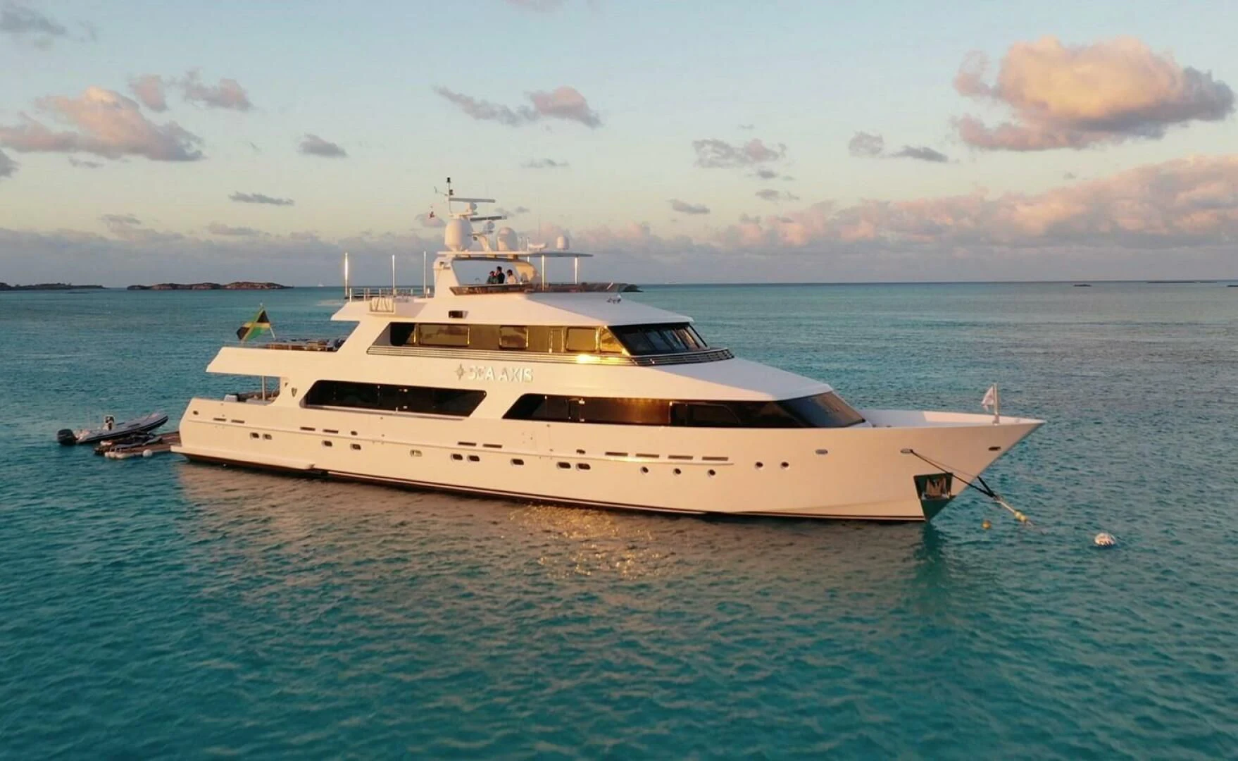 a white yacht in the water aboard SEA AXIS Yacht for Charter