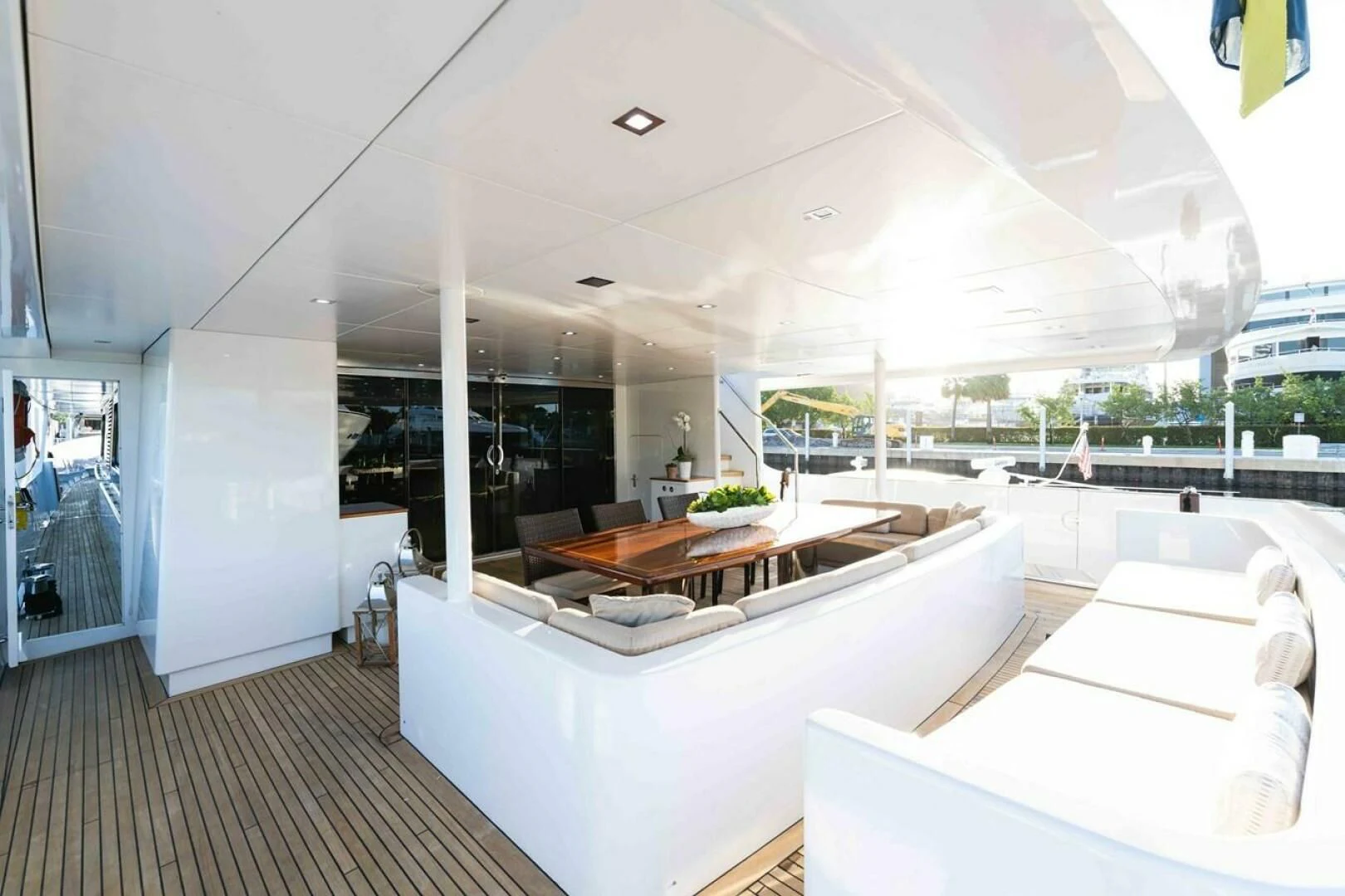 a room with a table and chairs aboard SEA AXIS Yacht for Charter