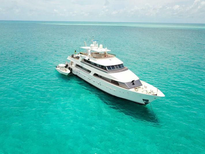 a white boat in the water aboard SEA AXIS Yacht for Charter
