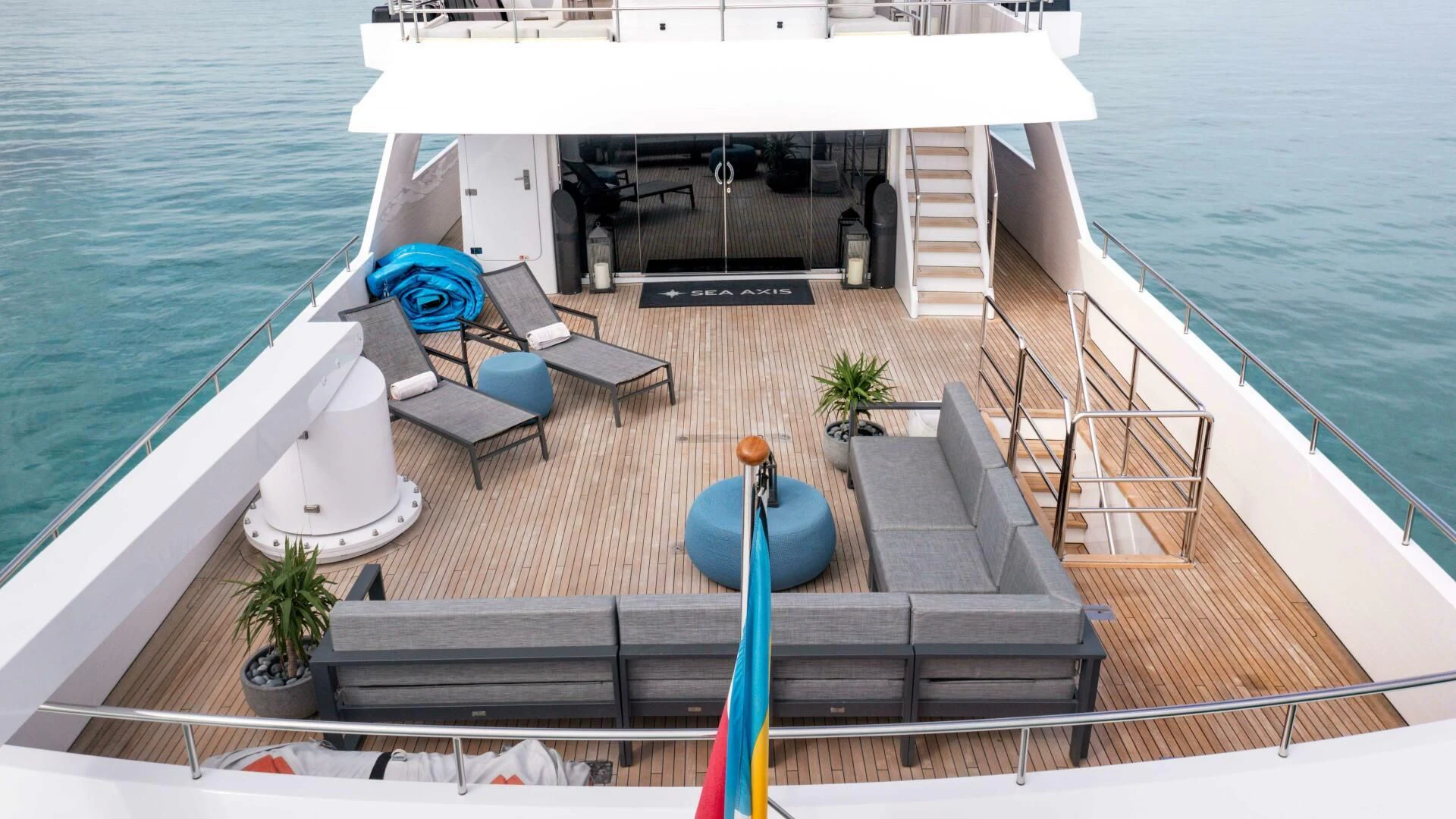 a boat on the water aboard SEA AXIS Yacht for Charter