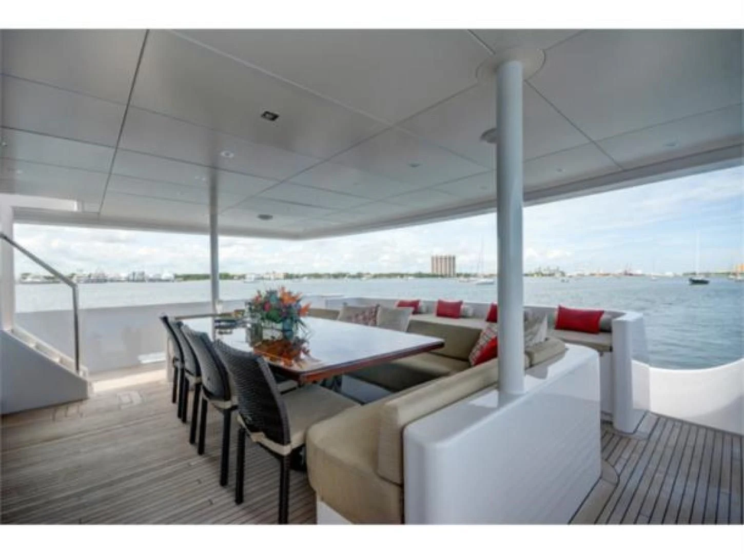a room with a table and chairs aboard SEA AXIS Yacht for Charter