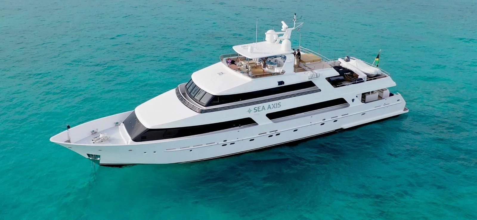a white yacht in the water aboard SEA AXIS Yacht for Charter