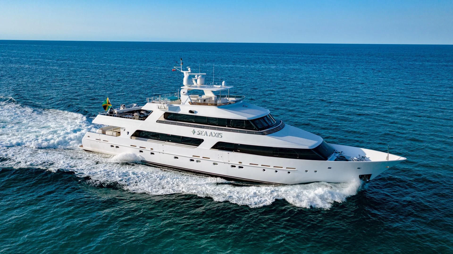 a white yacht in the ocean aboard SEA AXIS Yacht for Charter