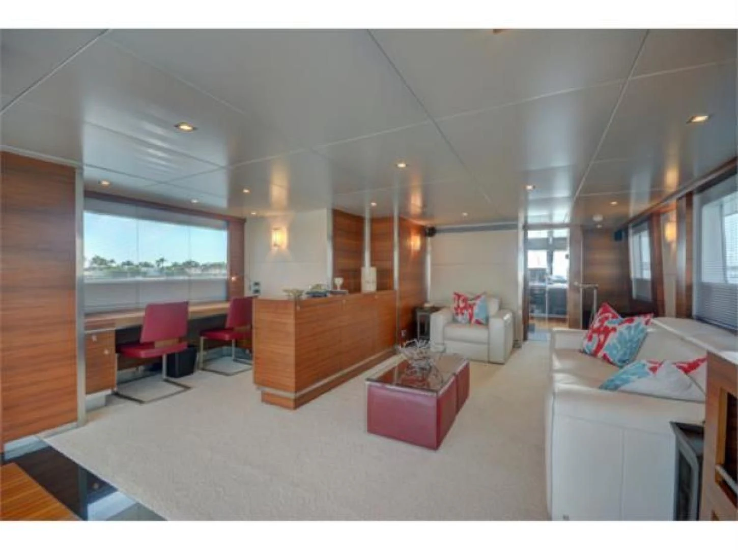 a living room with a couch and a table aboard SEA AXIS Yacht for Charter