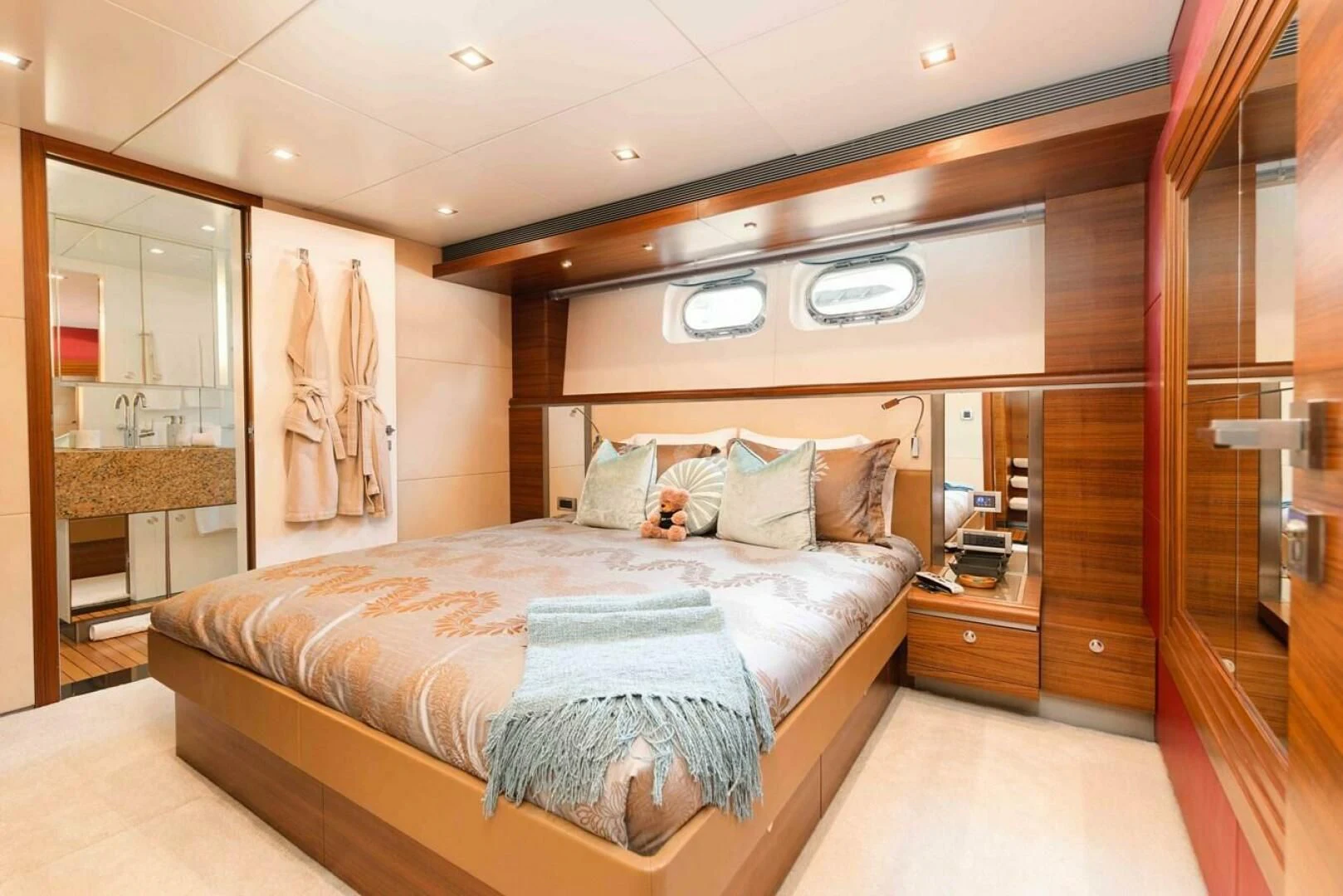 a bed in a room aboard SEA AXIS Yacht for Charter
