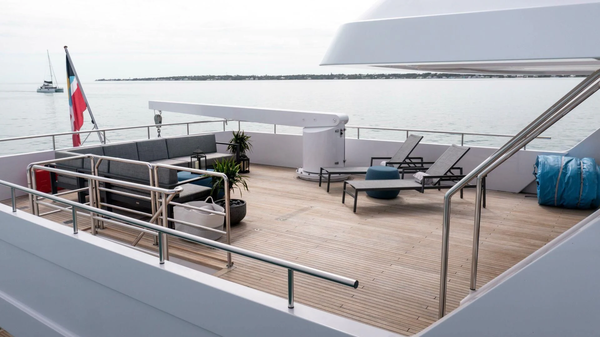 a deck with a deck and chairs aboard SEA AXIS Yacht for Charter