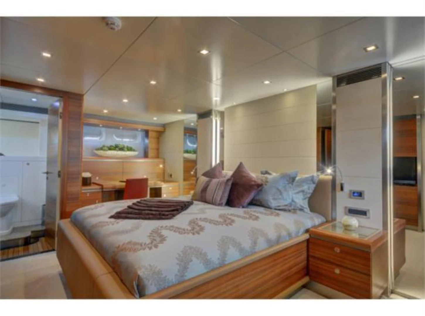 a bed in a room aboard SEA AXIS Yacht for Charter