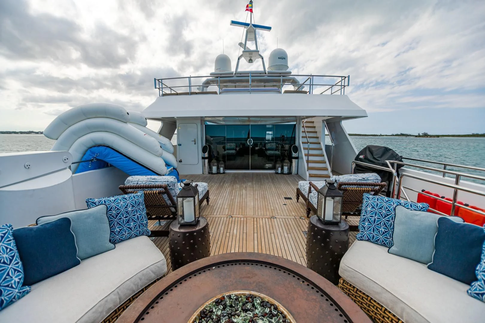 a boat on a water body aboard SEA AXIS Yacht for Charter