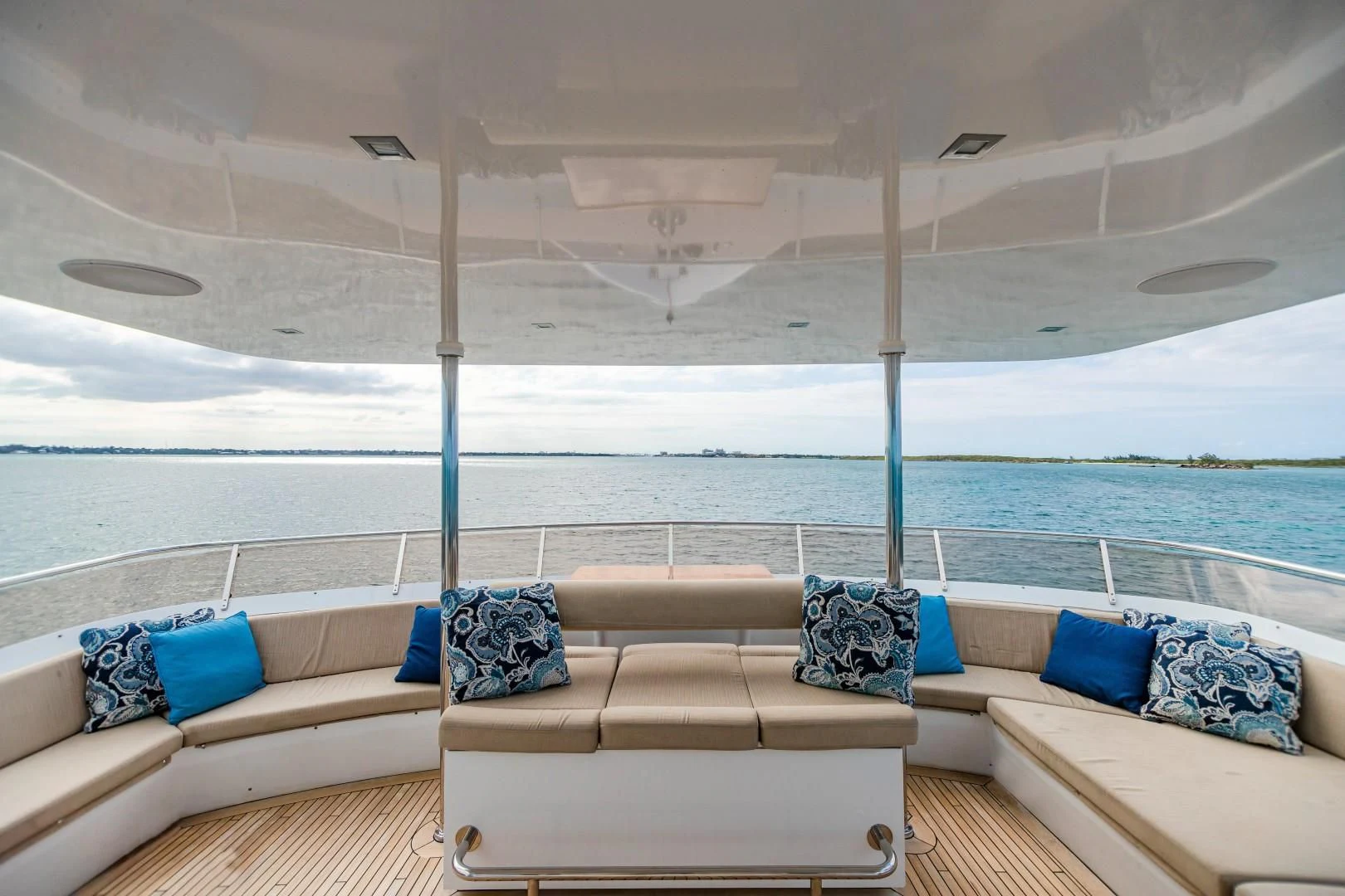 a boat with pillows on the deck aboard SEA AXIS Yacht for Charter